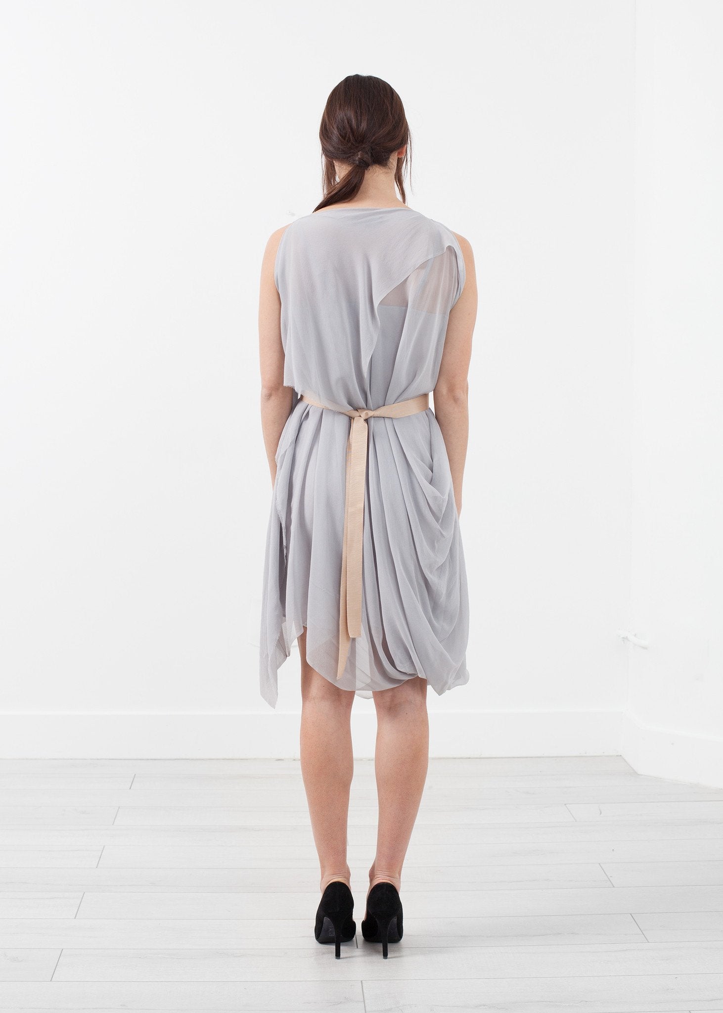 Chiffon Draped Dress|women's dresses[option1]|[option2]|[option3] - hello