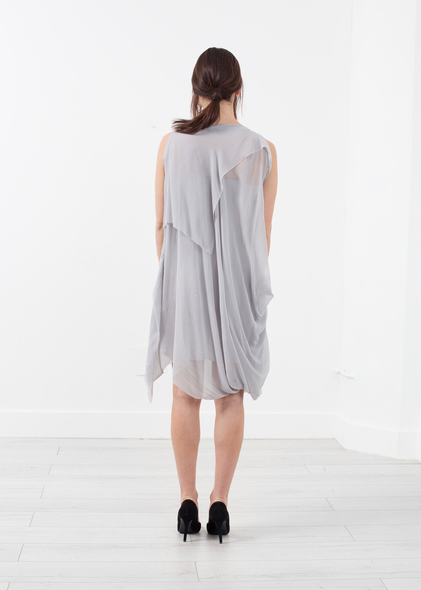 Chiffon Draped Dress|women's dresses[option1]|[option2]|[option3] - hello