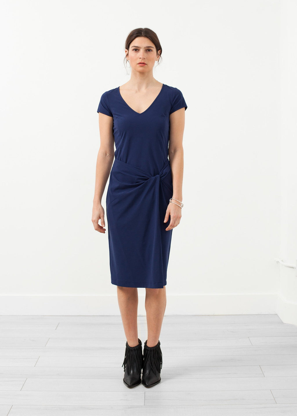 V-Neck Twist Dress|women's dresses[option1]|[option2]|[option3] - hello