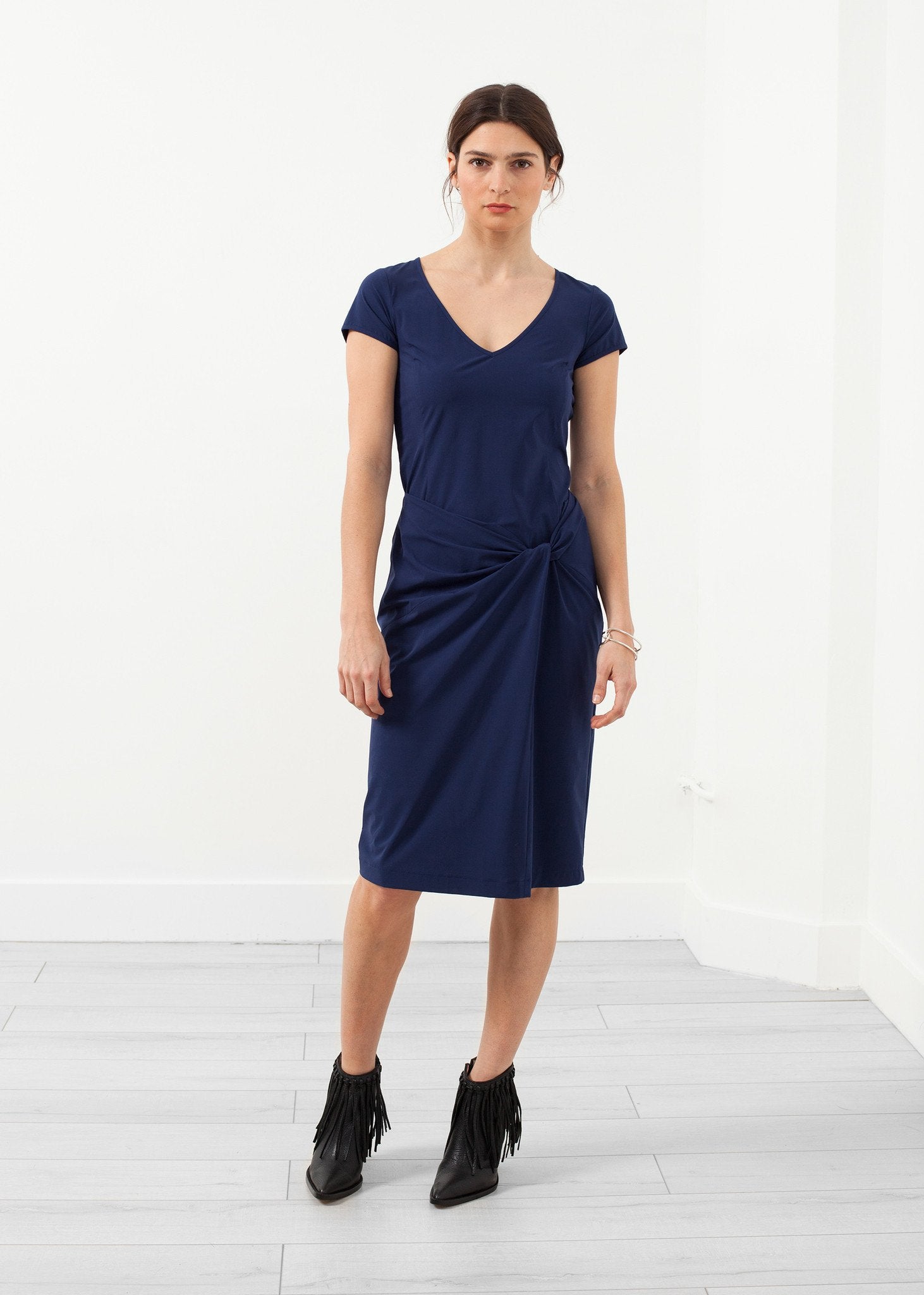V-Neck Twist Dress|women's dresses[option1]|[option2]|[option3] - hello