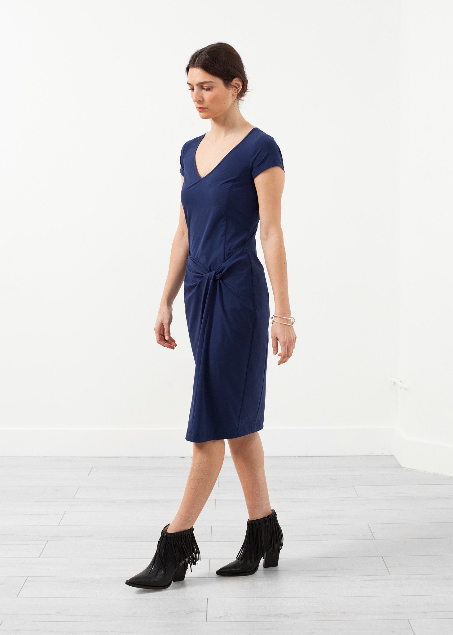 V-Neck Twist Dress|women's dresses[option1]|[option2]|[option3] - hello