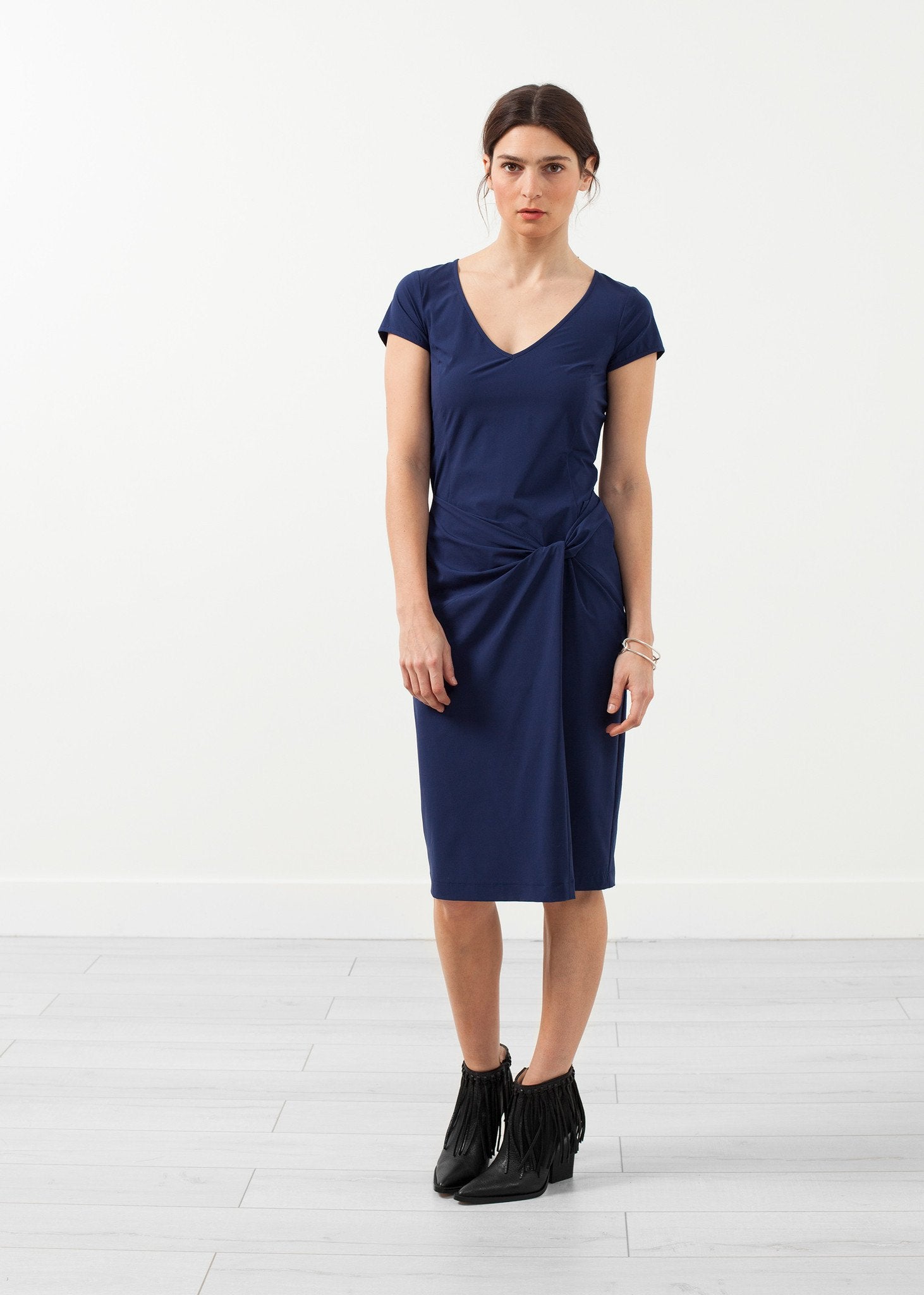 V-Neck Twist Dress|women's dresses[option1]|[option2]|[option3] - hello