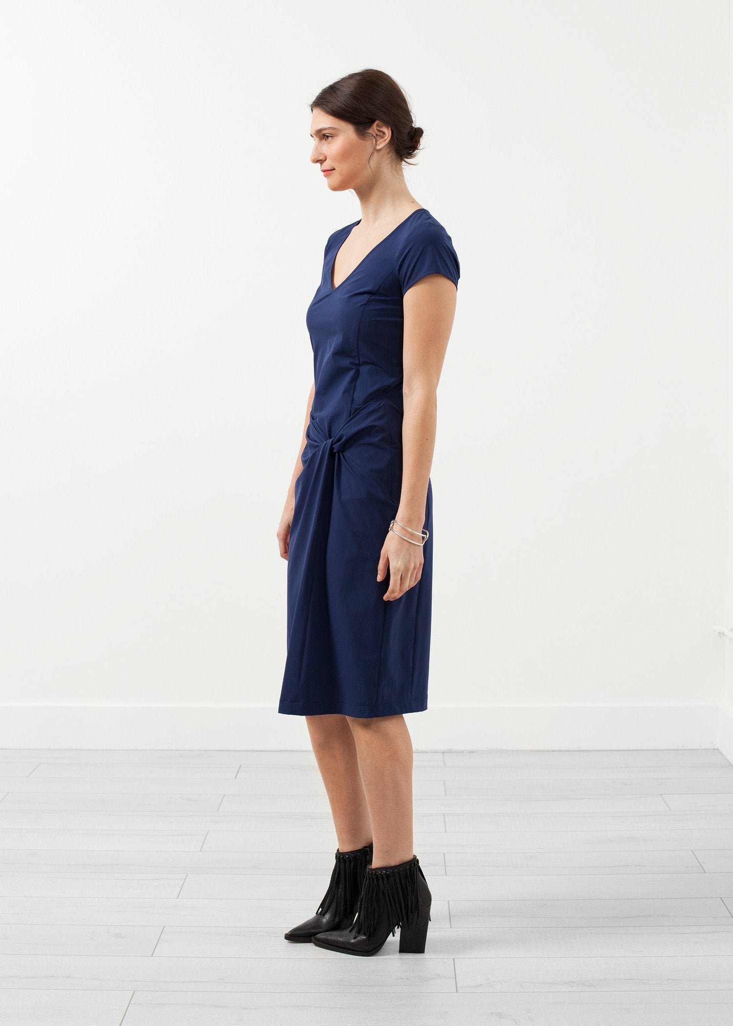 V-Neck Twist Dress|women's dresses[option1]|[option2]|[option3] - hello