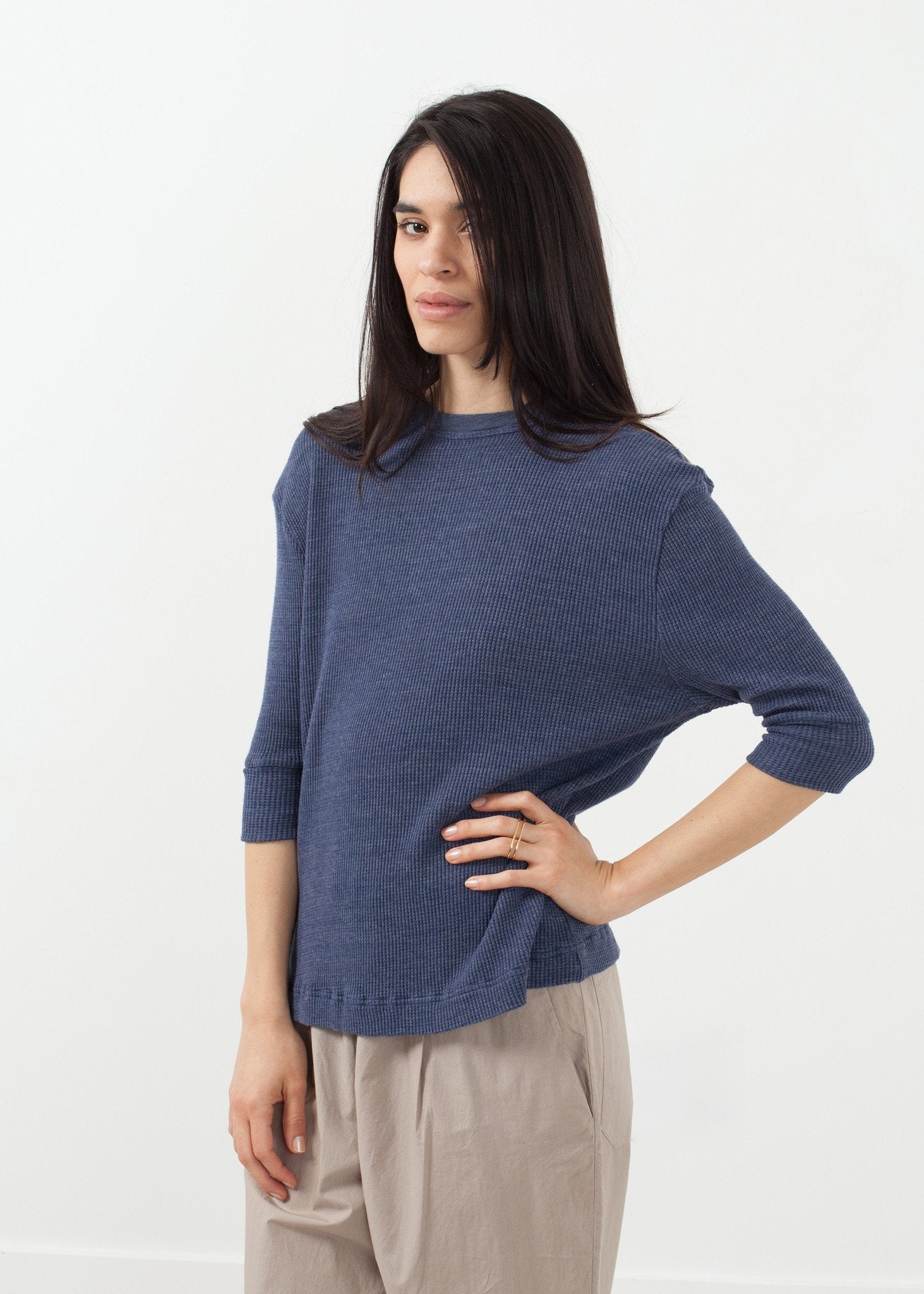 Melange Waffle Top|women's tops[option1]|[option2]|[option3] - hello