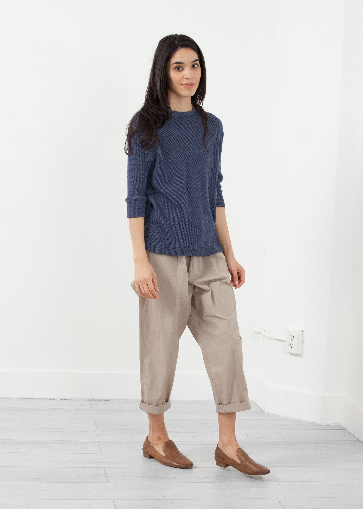 Melange Waffle Top|women's tops[option1]|[option2]|[option3] - hello