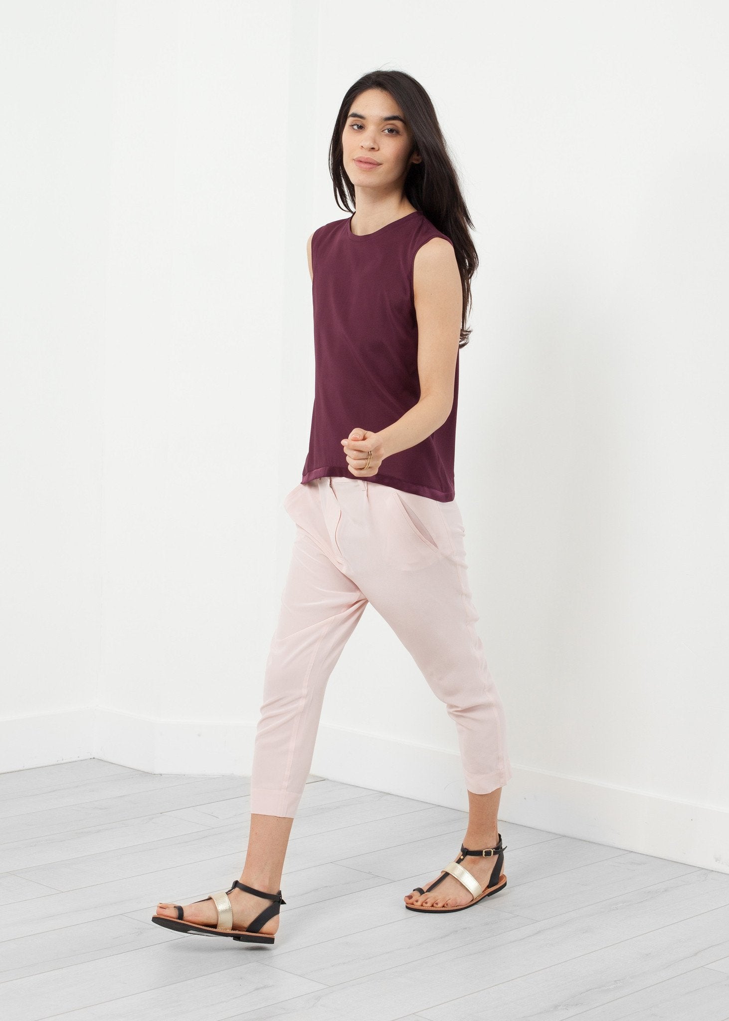 Silk Drop Crotch Pant|women's pants[option1]|[option2]|[option3] - hello