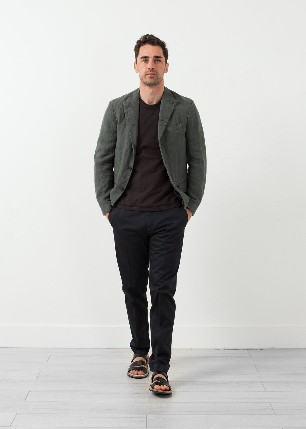 Five Button Cotton Blazer|men's coats & jackets[option1]|[option2]|[option3] - hello
