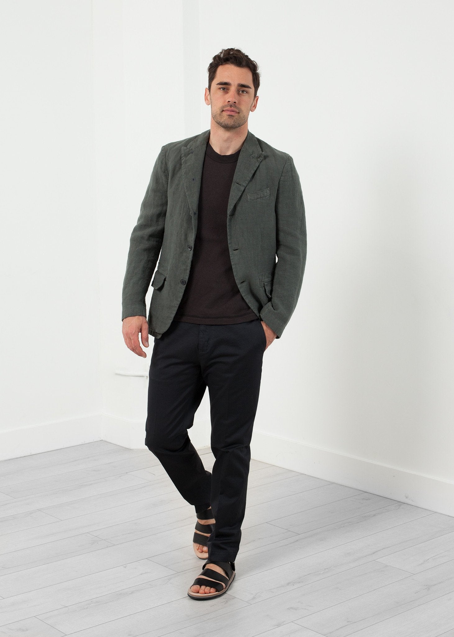 Five Button Cotton Blazer|men's coats & jackets[option1]|[option2]|[option3] - hello