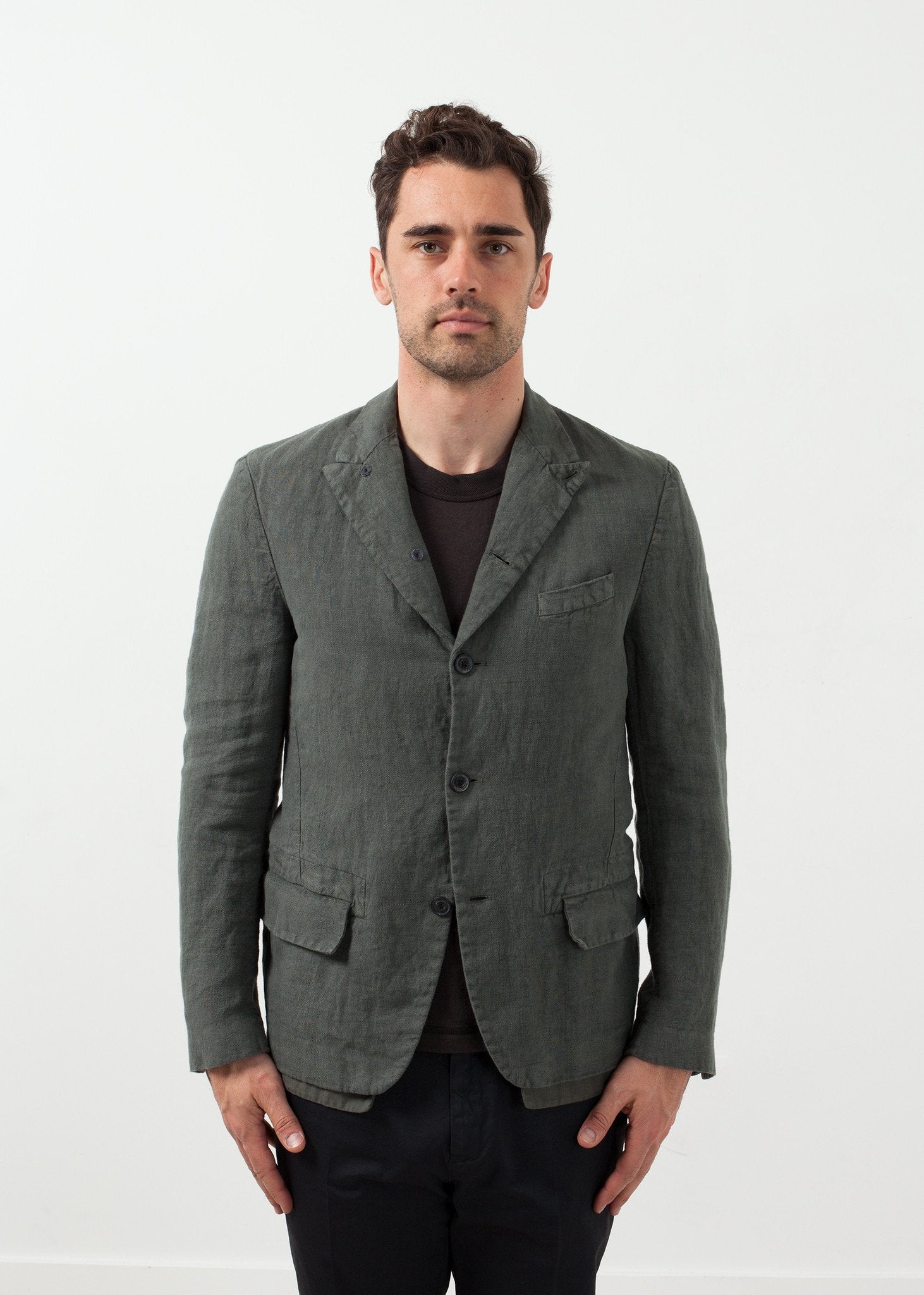 Five Button Cotton Blazer|men's coats & jackets[option1]|[option2]|[option3] - hello