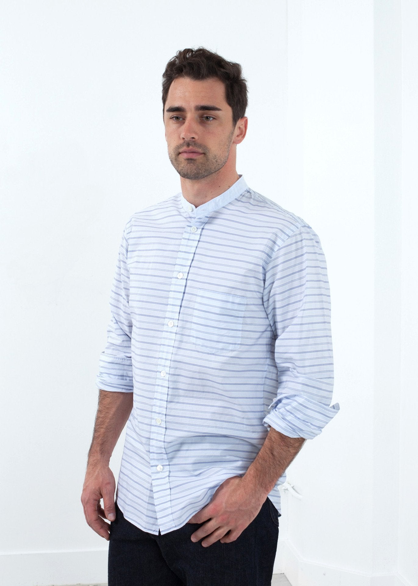 Mandarin Collar Formal Shirt|Mens Shirts[option1]|[option2]|[option3] - hello