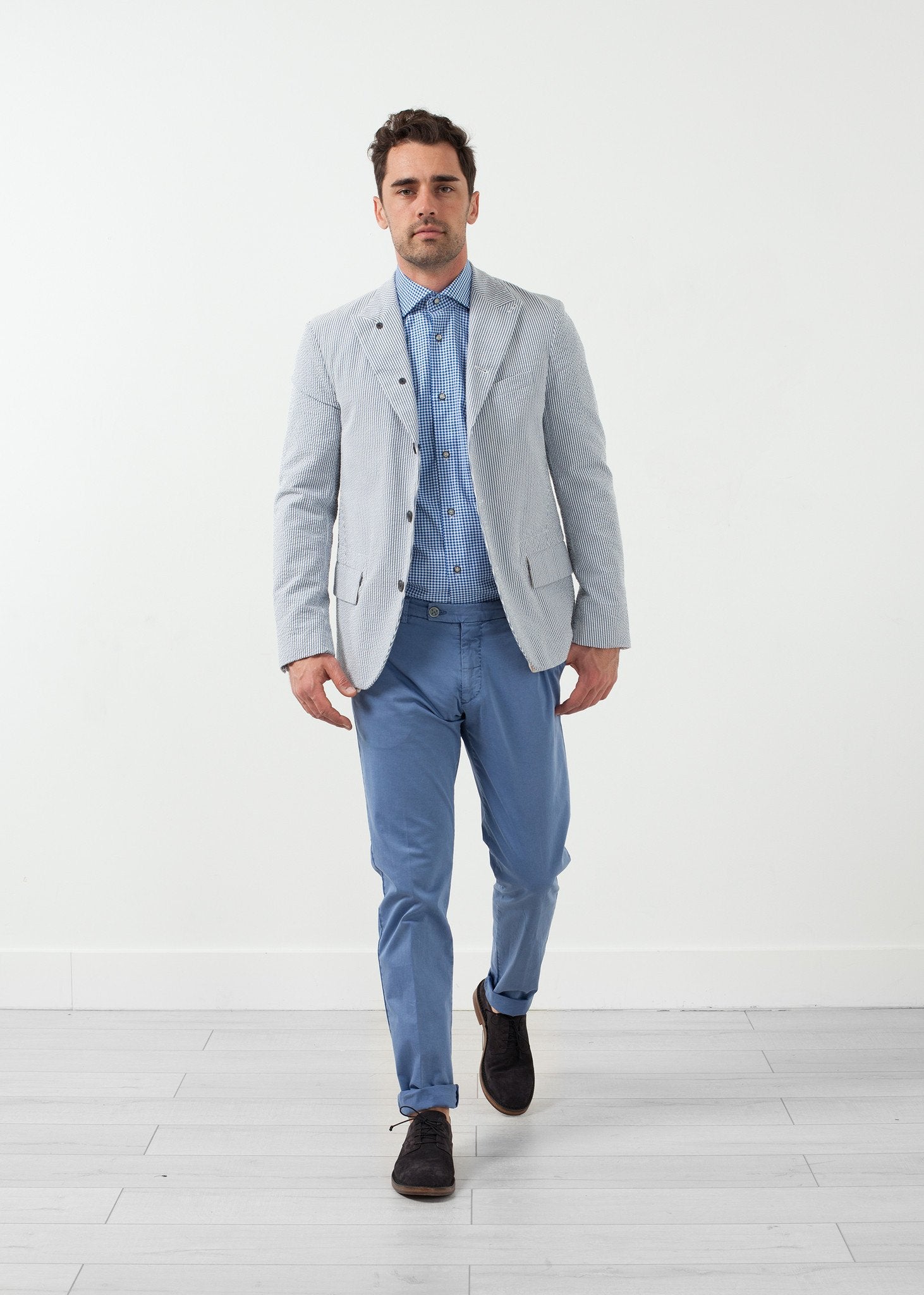 Seersucker Five Button Blazer|men's coats & jackets[option1]|[option2]|[option3] - hello