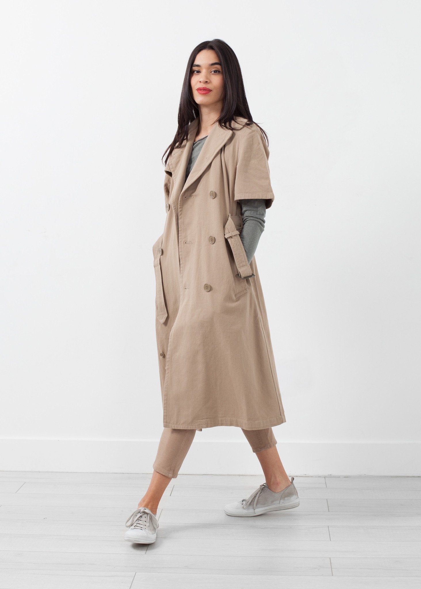 Rolled Sleeve Trenchcoat|women's coats & jackets[option1]|[option2]|[option3] - hello
