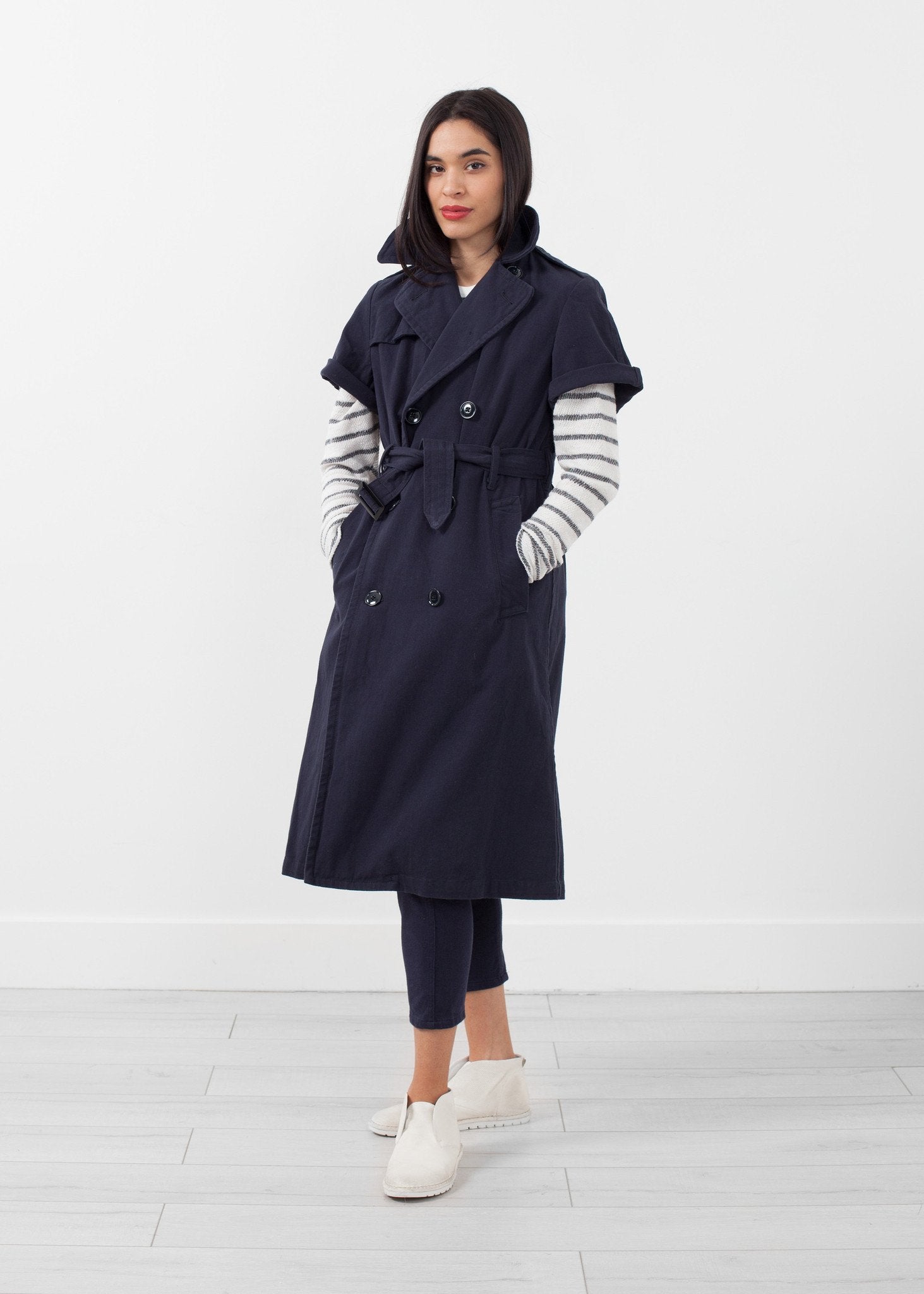 Rolled Sleeve Trenchcoat|women's coats & jackets[option1]|[option2]|[option3] - hello