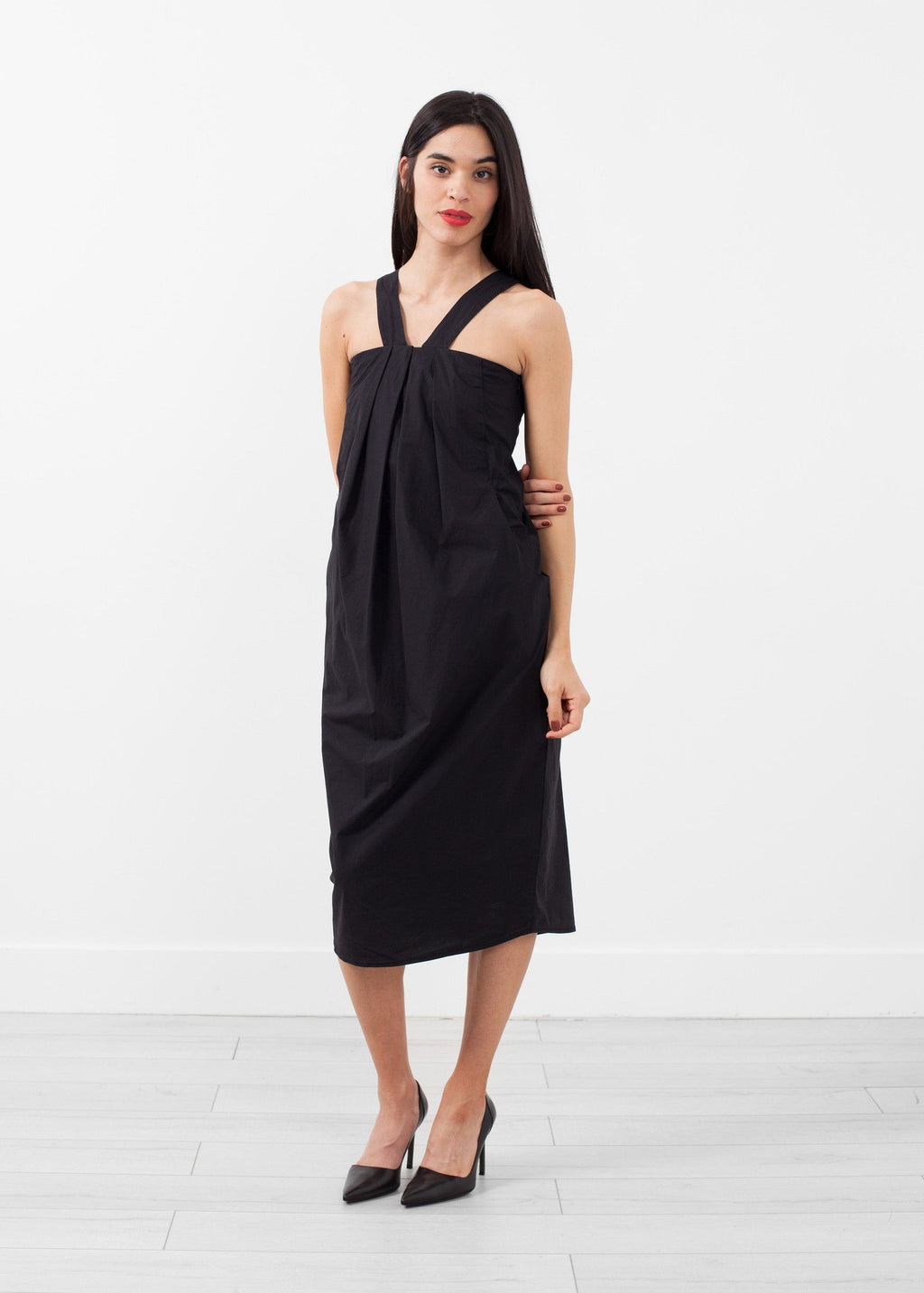 V-Strap Pocket Dress|women's dresses[option1]|[option2]|[option3] - hello
