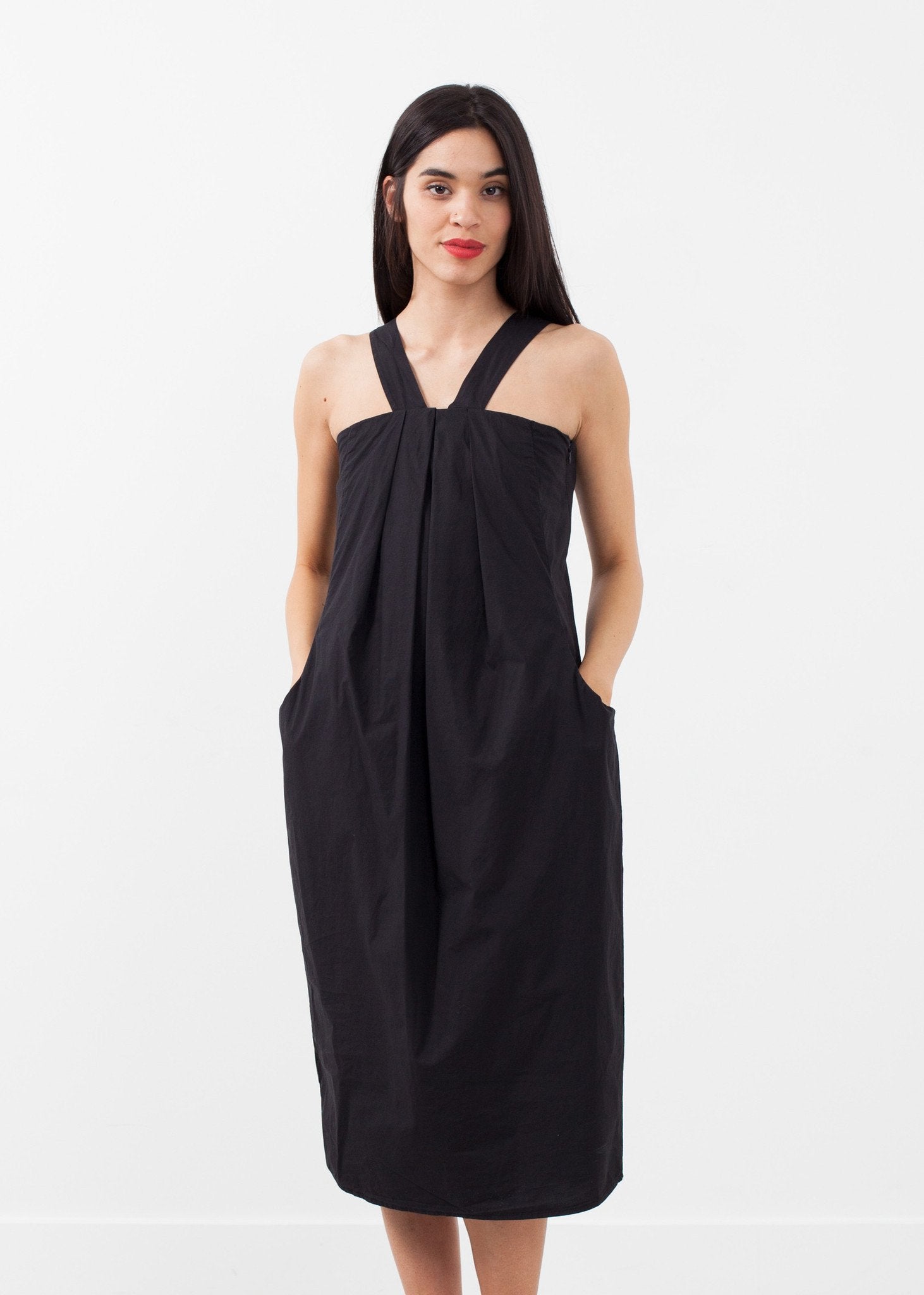 V-Strap Pocket Dress|women's dresses[option1]|[option2]|[option3] - hello