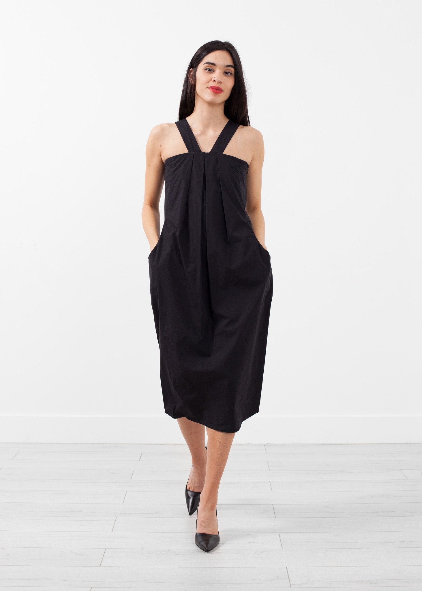 V-Strap Pocket Dress|women's dresses[option1]|[option2]|[option3] - hello