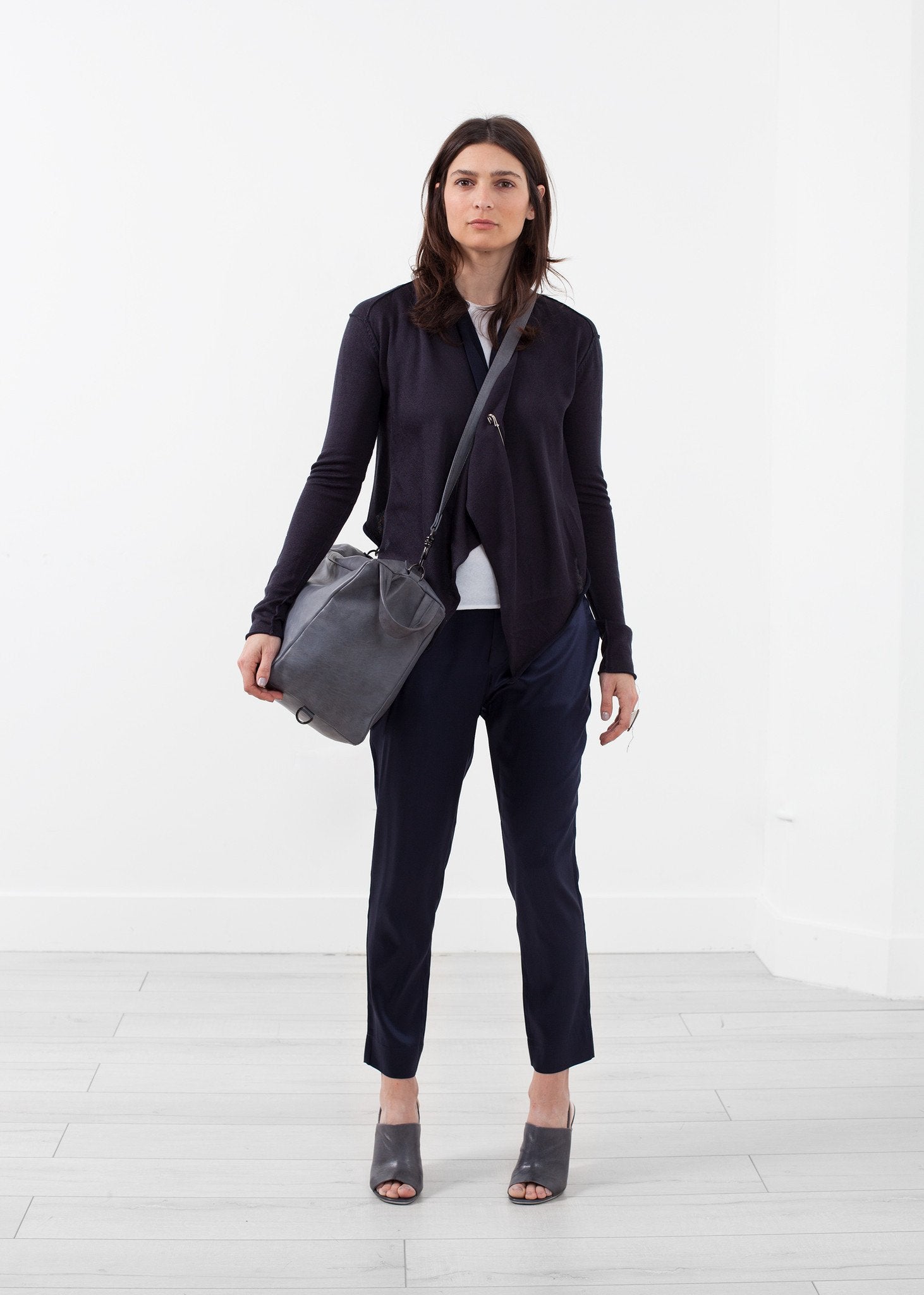 Draped Neck Cardigan|women's knitwear[option1]|[option2]|[option3] - hello