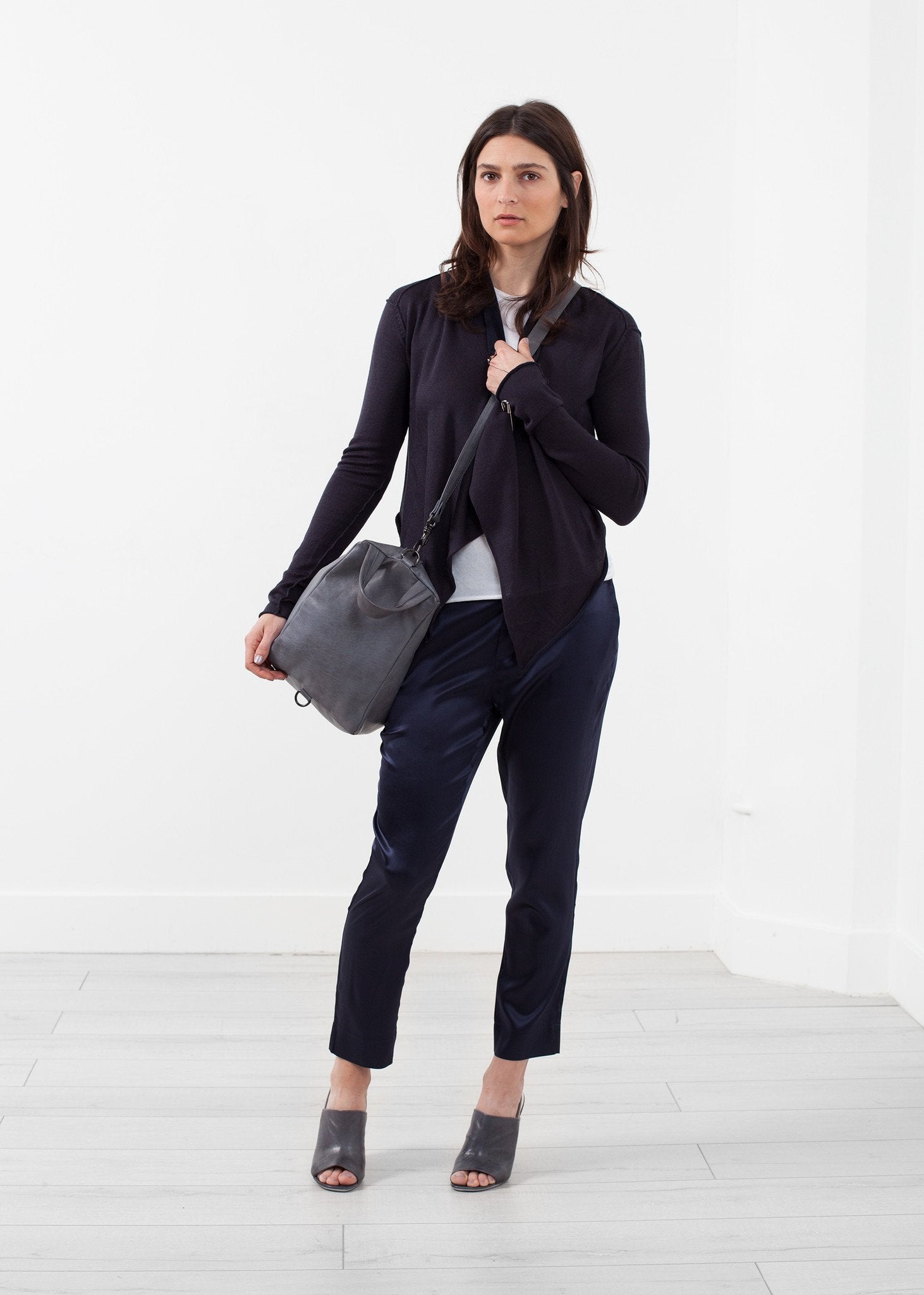 Draped Neck Cardigan|women's knitwear[option1]|[option2]|[option3] - hello