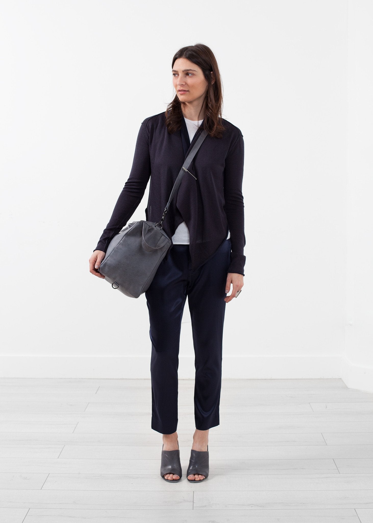 Draped Neck Cardigan|women's knitwear[option1]|[option2]|[option3] - hello