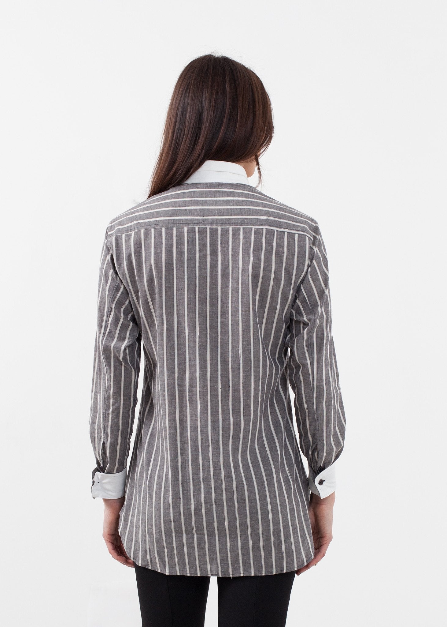 Striped Tuxedo Shirt|women's tops[option1]|[option2]|[option3] - hello