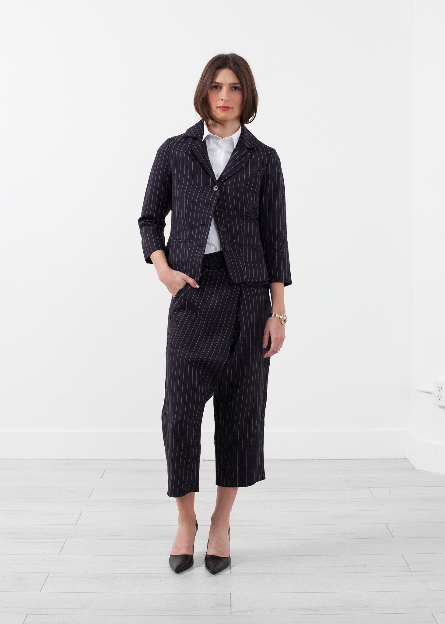 Pinstripe Blazer|women's coats & jackets[option1]|[option2]|[option3] - hello