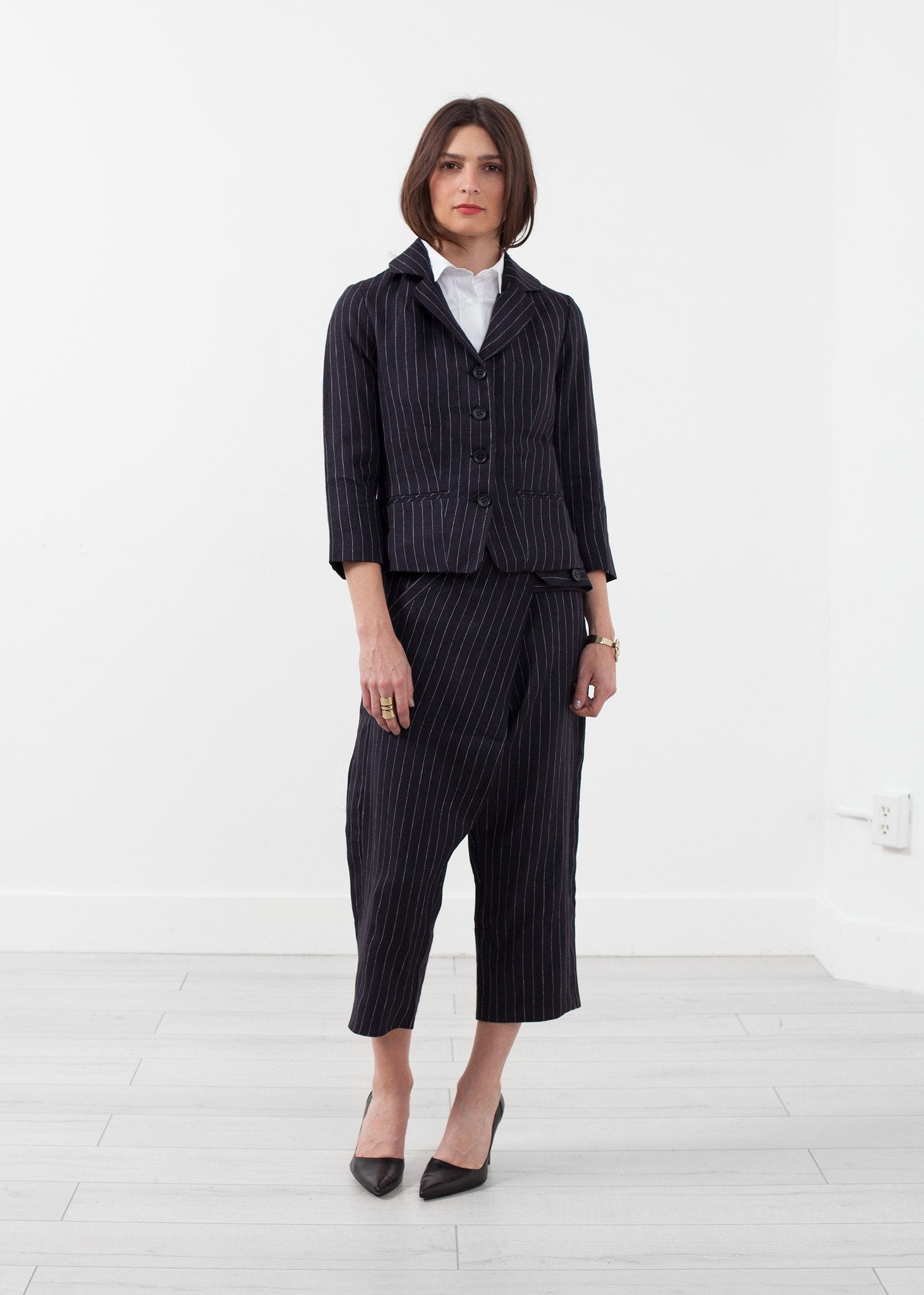 Pinstripe Blazer|women's coats & jackets[option1]|[option2]|[option3] - hello