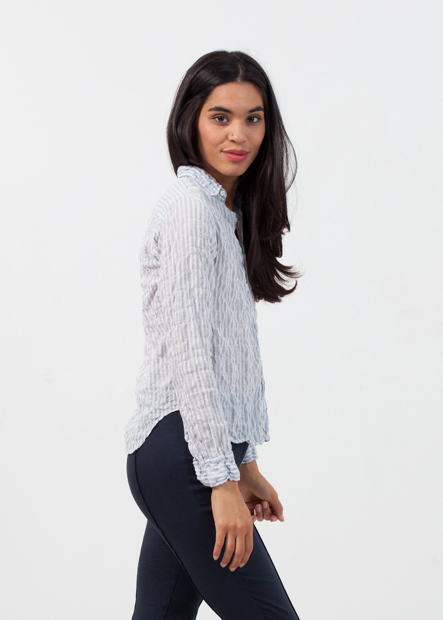 Boy Shirt in 11 Pin|women's button-ups[option1]|[option2]|[option3] - hello