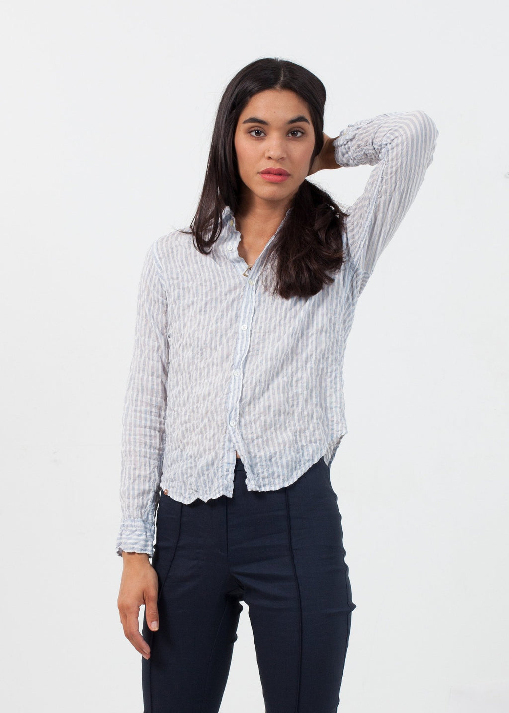 Boy Shirt in 11 Pin|women's button-ups[option1]|[option2]|[option3] - hello