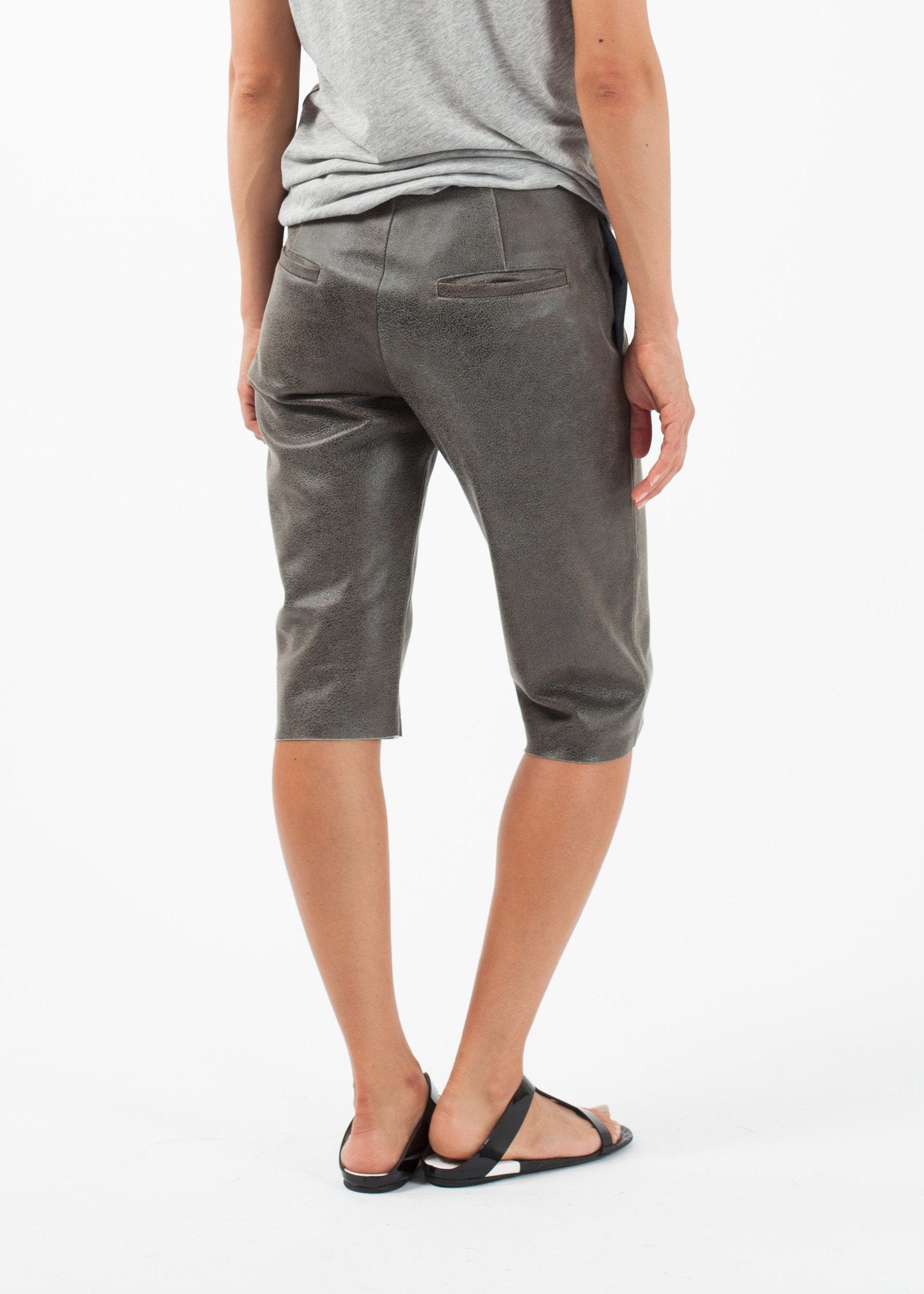 Leather Cut-Off|women's shorts[option1]|[option2]|[option3] - hello