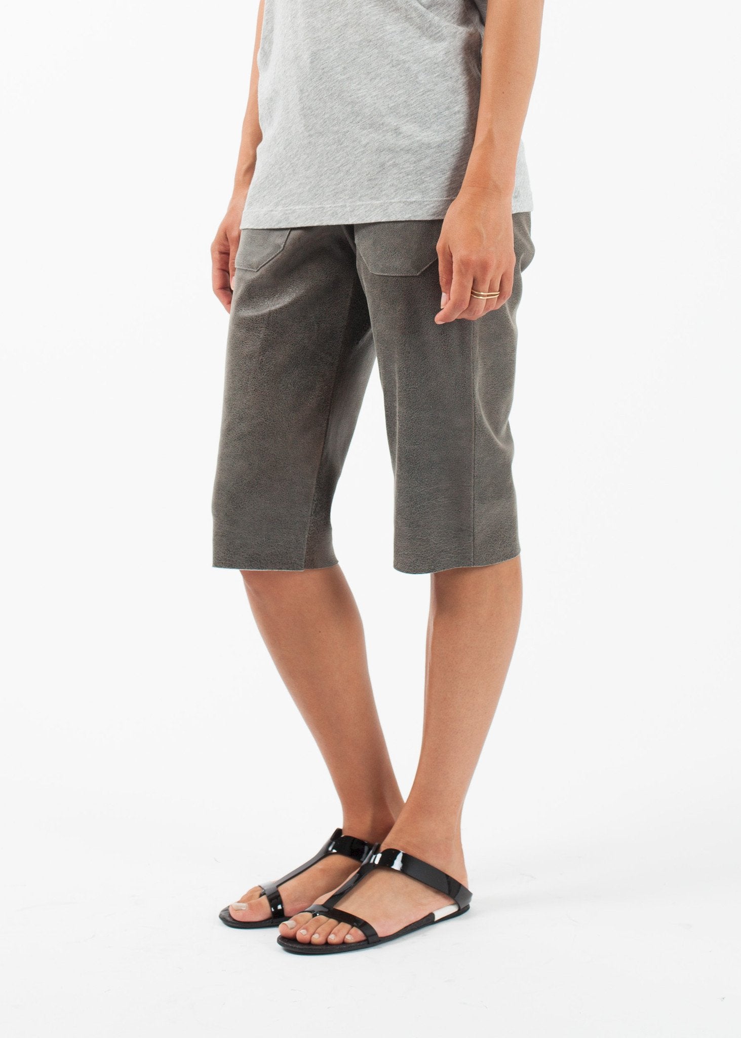 Leather Cut-Off|women's shorts[option1]|[option2]|[option3] - hello