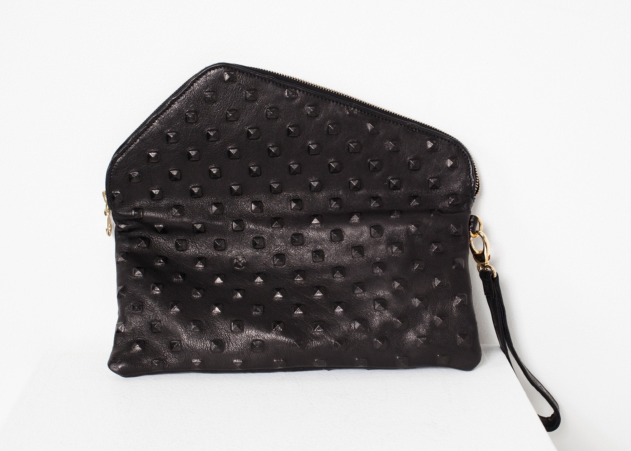 Roxanne Leather Clutch in Black|women's bags[option1]|[option2]|[option3] - hello