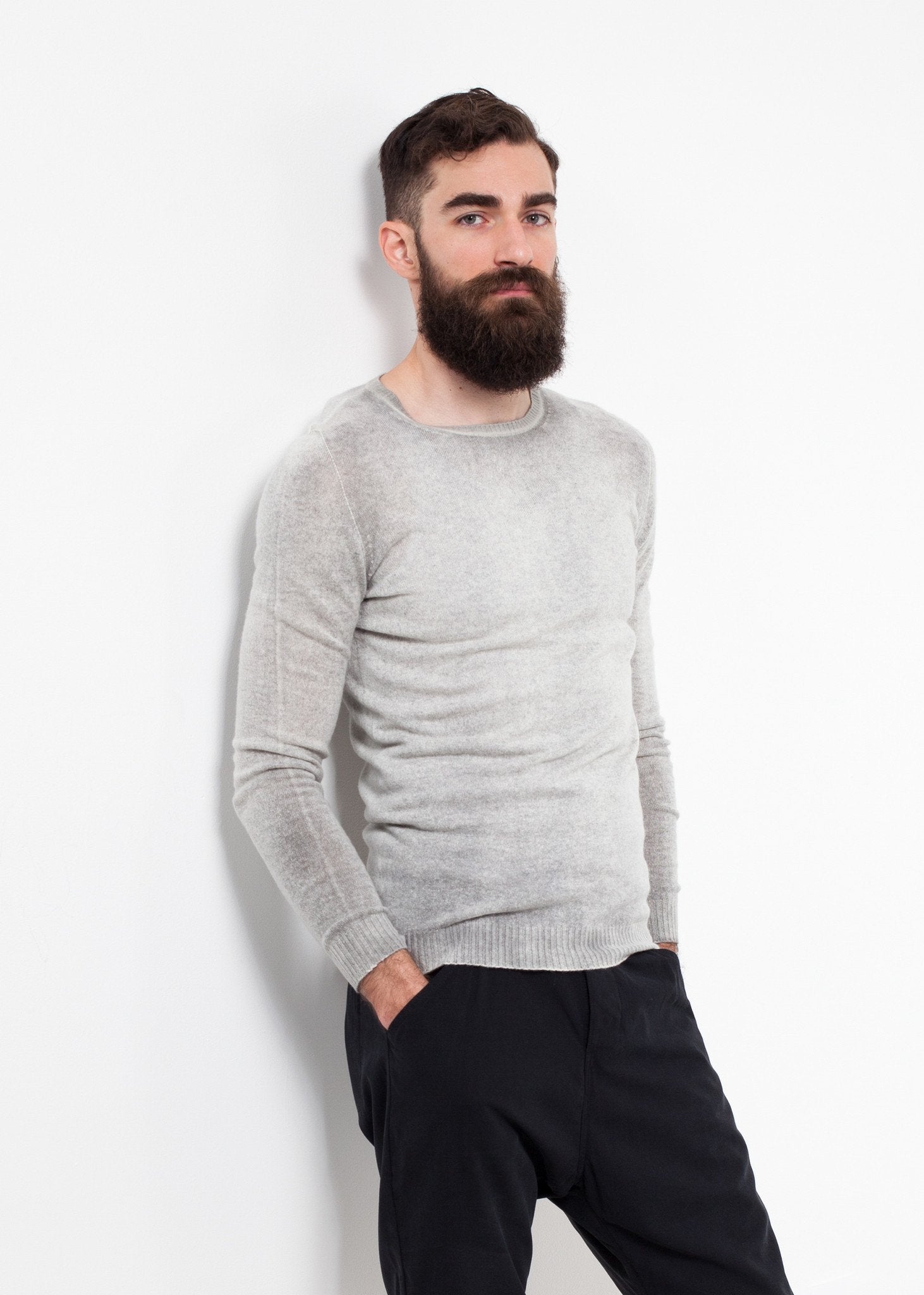 Mottled Cashmere Crewneck|men's knitwear[option1]|[option2]|[option3] - hello