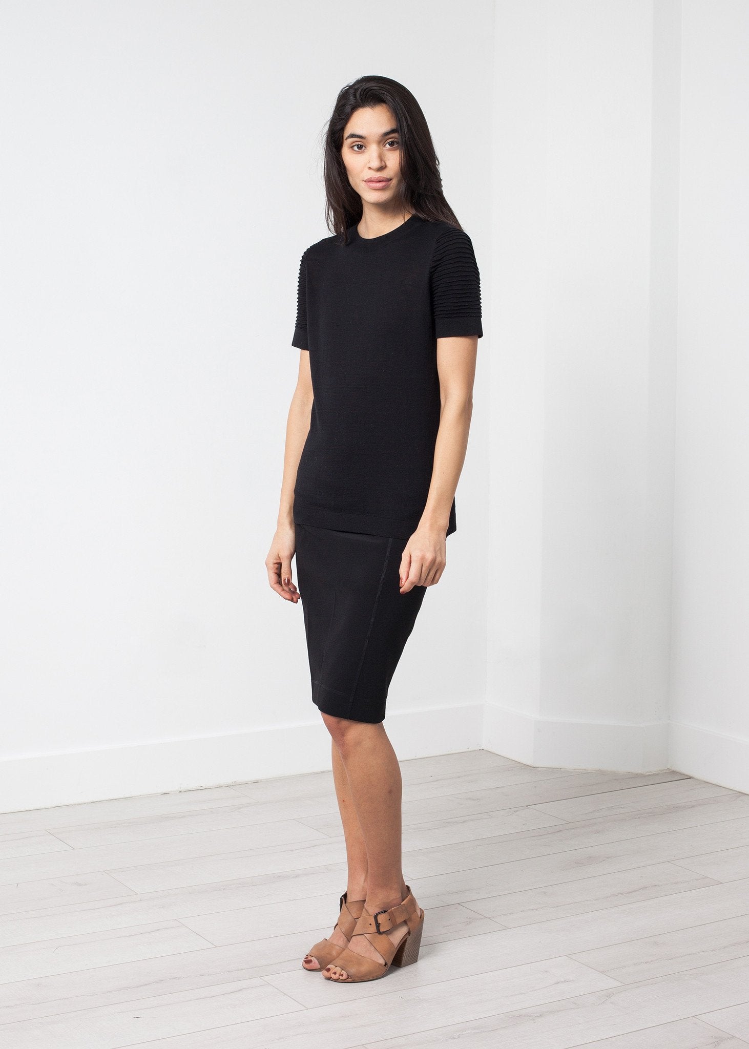 Ribbed Short Sleeve Knit|women's knitwear[option1]|[option2]|[option3] - hello