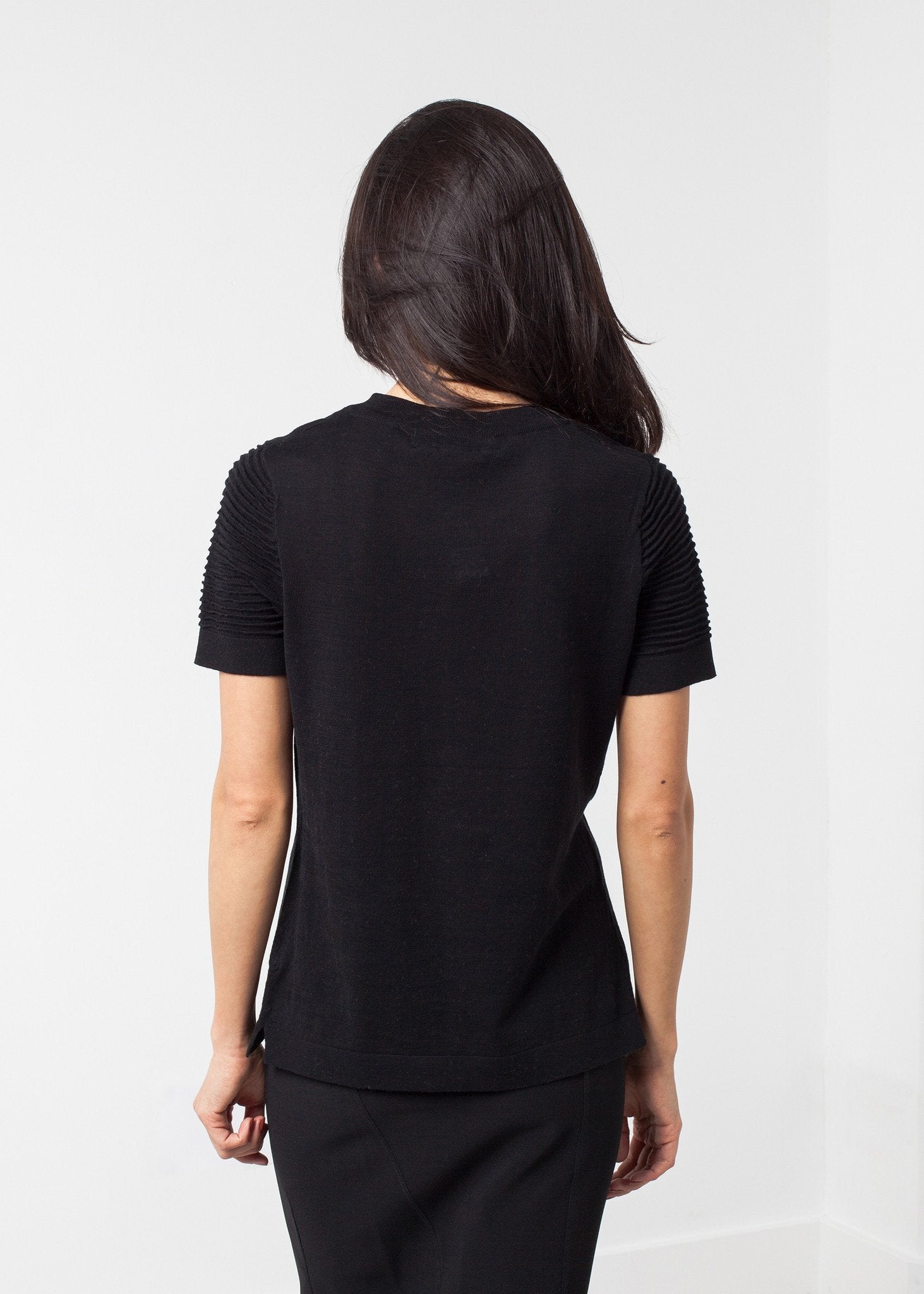 Ribbed Short Sleeve Knit|women's knitwear[option1]|[option2]|[option3] - hello
