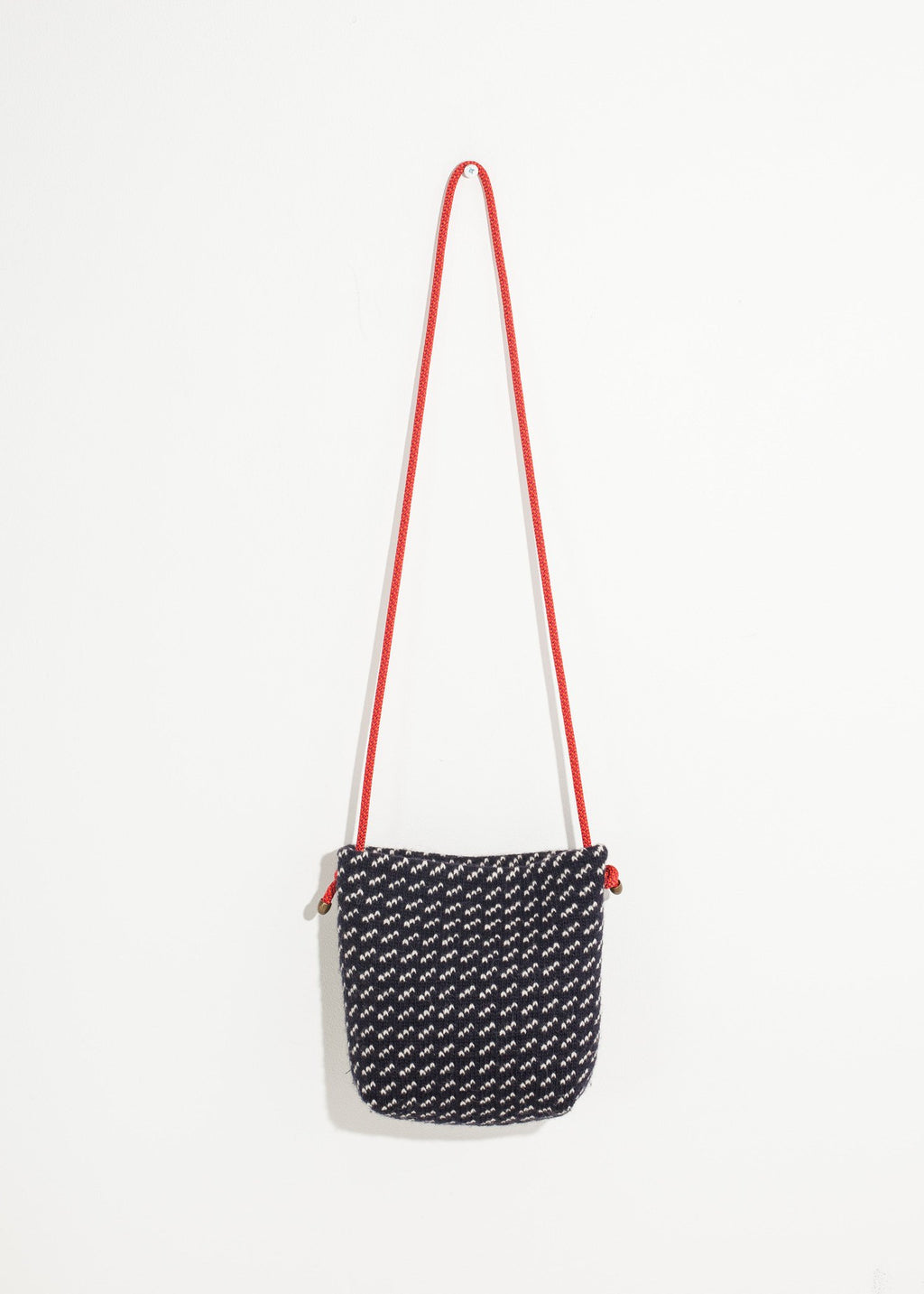 Wool Shoulder Pouch in Black/White|women's bags[option1]|[option2]|[option3] - hello