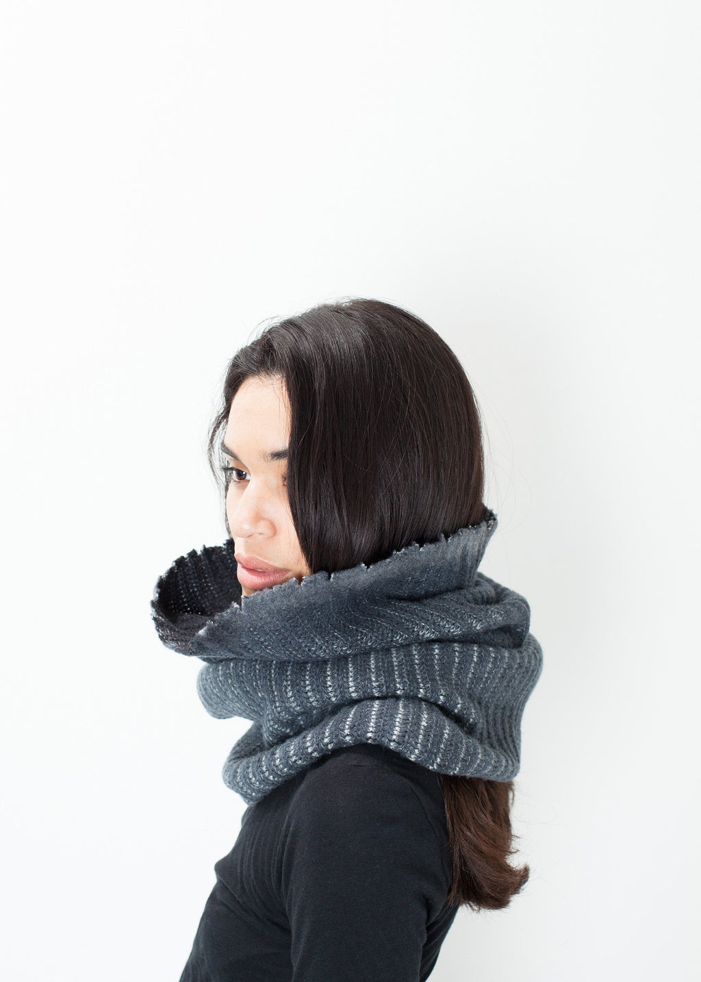 Knit Neck Warmer in Grey|unisex scarves[option1]|[option2]|[option3] - hello