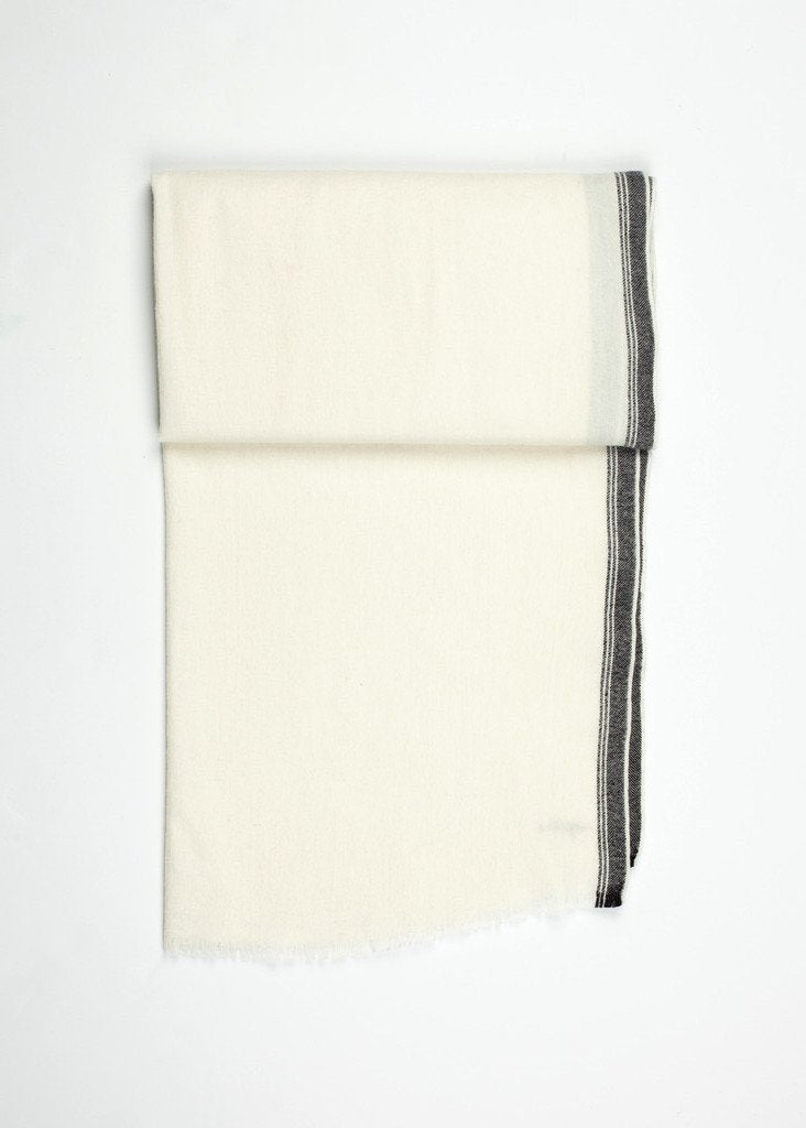Edged Wool Scarf in Off White|women's scarves[option1]|[option2]|[option3] - hello