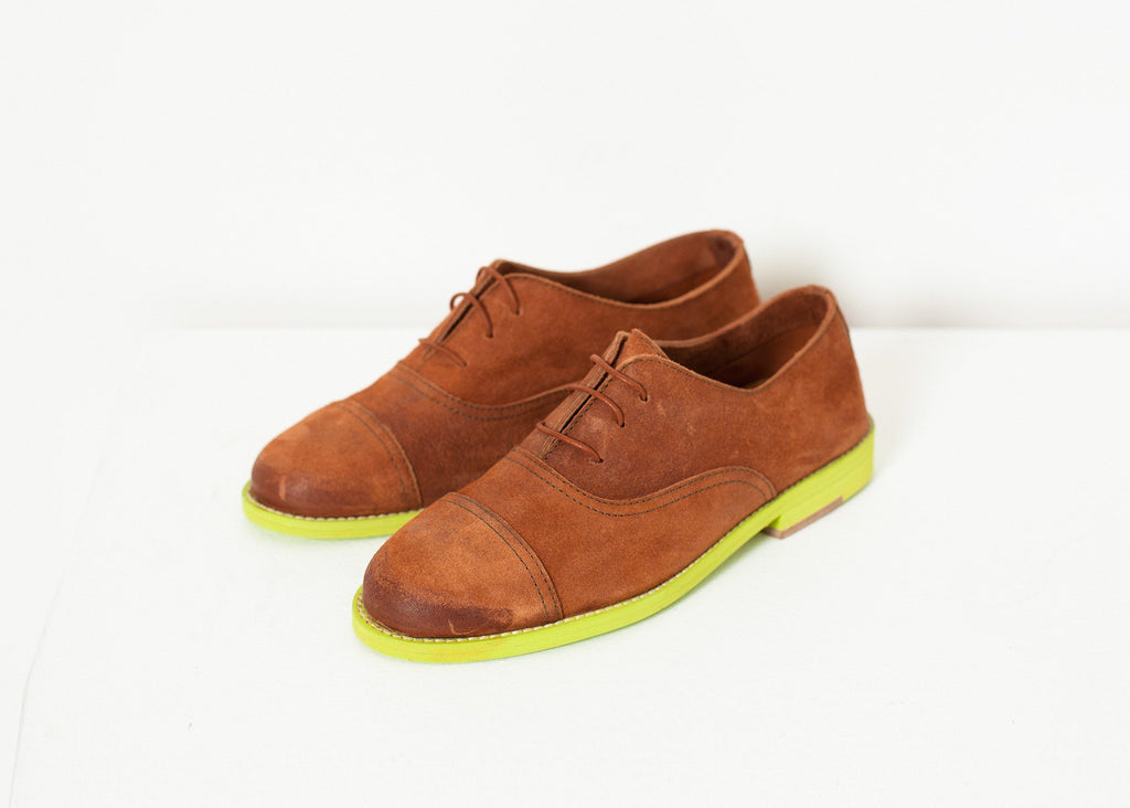 Suede Oxford in Natural/Lime|women's shoes[option1]|[option2]|[option3] - hello