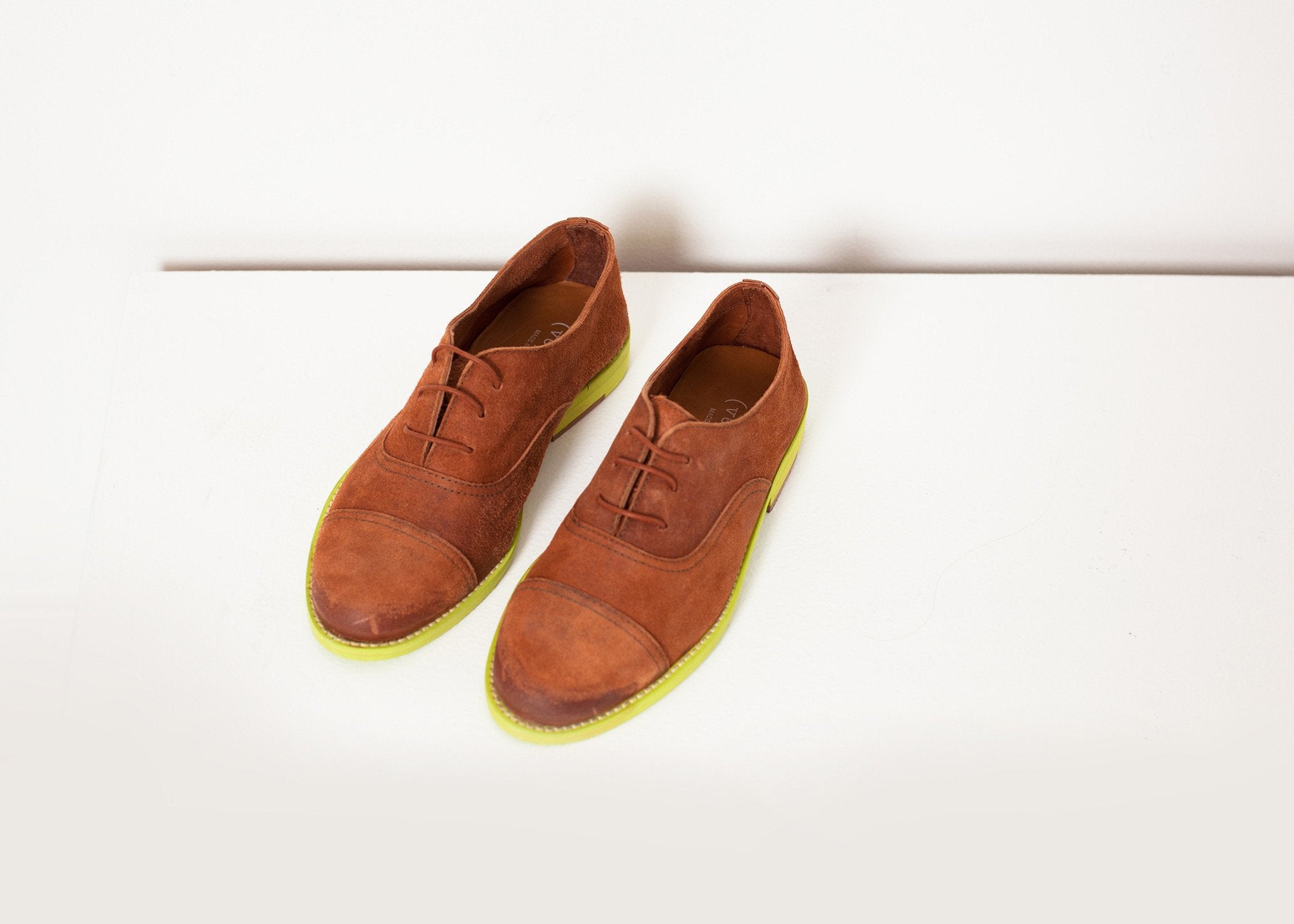 Suede Oxford in Natural/Lime|women's shoes[option1]|[option2]|[option3] - hello