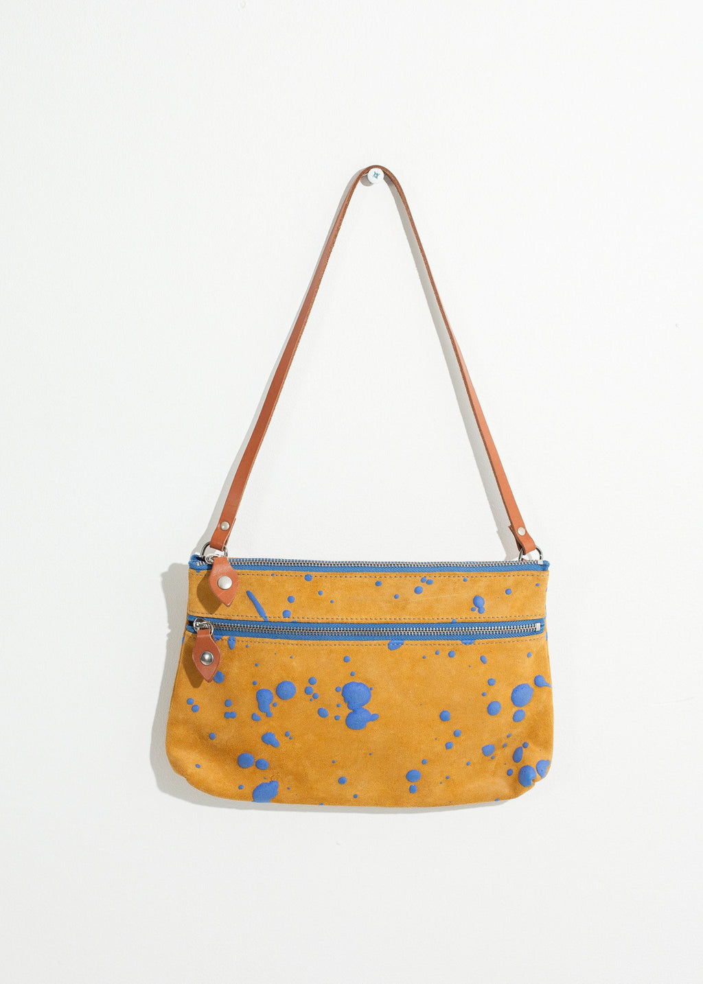 Ink Splatter Shoulder Bag in Mustard/Blue|women's bags[option1]|[option2]|[option3] - hello