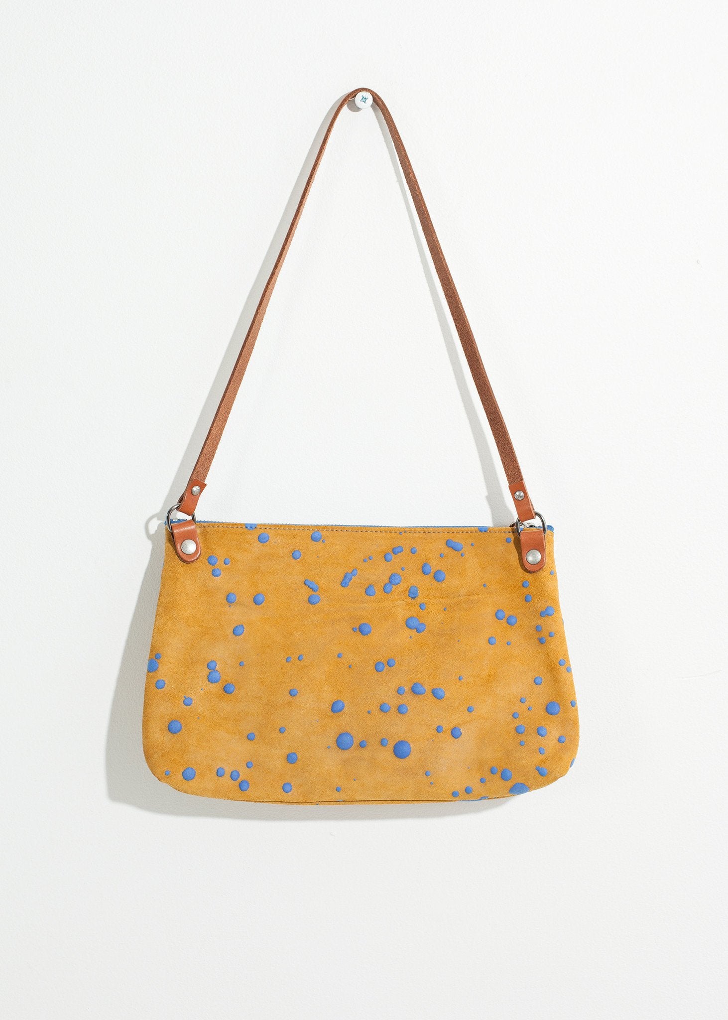Ink Splatter Shoulder Bag in Mustard/Blue|women's bags[option1]|[option2]|[option3] - hello