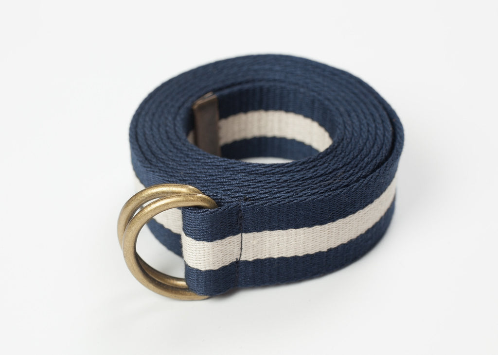 Striped Web Belt in Navy/White|women's belts[option1]|[option2]|[option3] - hello